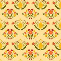 Easter seamless pattern with colored egg and flowers. Background for poster, greeting card, invitation or postcard. vector