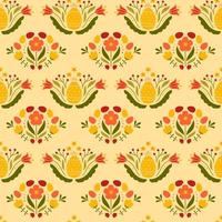 Easter seamless pattern with colored egg and flowers. Background for poster, greeting card, invitation or postcard. vector