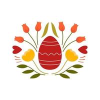 Pascua de Resurrección diseño con de colores huevo y flores modelo para póster, saludo tarjeta, invitación o tarjeta postal. vector