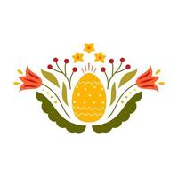 Easter design with flowers. Template for poster, greeting card, invitation or postcard. vector