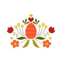 Easter design with flowers. Template for poster, greeting card, invitation or postcard. vector