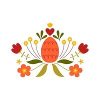 Easter design with flowers. Template for poster, greeting card, invitation or postcard. vector