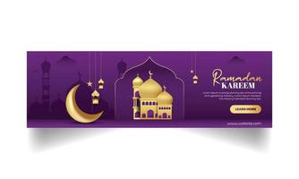 Ramadán kareem islámico saludos bandera vector