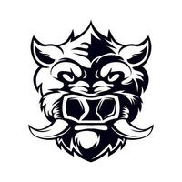 Wild boar head vector illustration. Angry hog for logo design, t-shirt design, sticker, or poster