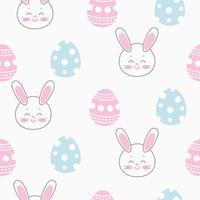 seamless pattern easter bunny with easter eggs on white background vector