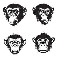 mono cara con enojado y gracioso expresión. mono cabeza logo vector colocar, mono cara logo aislado. mono logo, icono ilustración. animal mascota logo vector