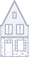 antiguo europeo casa. fachada de europeo antiguo edificio en escandinavo estilo. Holanda hogar. contorno ilustración png