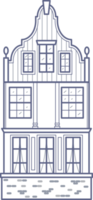 gammal europeisk hus. Fasad av europeisk gammal byggnad i scandinavian stil. holland Hem. översikt illustration png