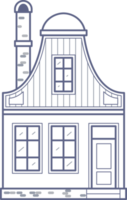 Old European house. Facade of European old building in Scandinavian style. Holland home. Outline illustration png