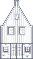 velho europeu casa. fachada do europeu velho construção dentro escandinavo estilo. Holanda lar. esboço ilustração png