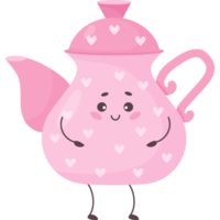 Cute cartoon character teapot png