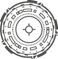 hud trogen element. abstrakt optisk syfte. cirkel geometrisk former för virtuell gränssnitt och spel. kamera sökare för prickskytt vapen png