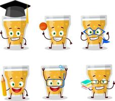 School student of glass of beer cartoon character with various expressions vector