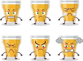 Glass of beer cartoon character with various angry expressions vector