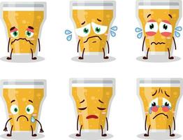 Glass of beer cartoon character with sad expression vector