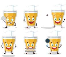 dibujos animados personaje de vaso de cerveza con varios cocinero emoticones vector