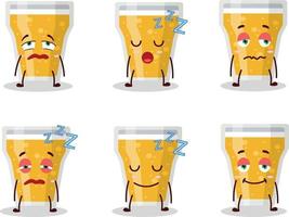 Cartoon character of glass of beer with sleepy expression vector