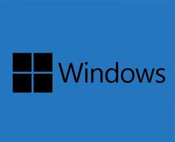 ventanas marca logo símbolo con nombre negro diseño microsoft software vector ilustración con azul antecedentes