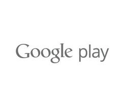 google jugar software móvil logo símbolo con nombre gris diseño vector ilustración