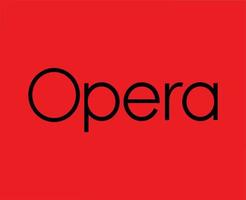 Opera Browser Symbol Brand Logo Name Black Design Software Illustration Vector With Red Background