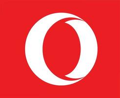 Opera Browser Brand Logo Symbol White Design Software Illustration Vector With Red Background