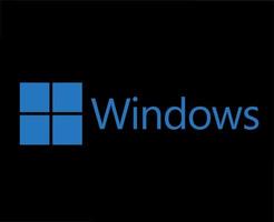 ventanas marca logo símbolo con nombre azul diseño microsoft software vector ilustración con negro antecedentes