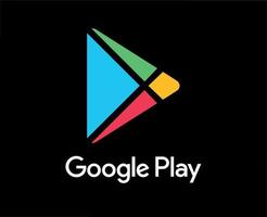 Google Play Brand Logo Symbol With Name Design Software Phone Mobile Vector Illustration With Black Background