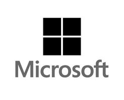 microsoft software marca logo símbolo con nombre negro y gris diseño vector ilustración