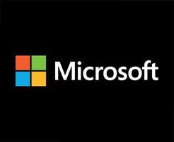 Microsoft Software Logo Brand Symbol With Name Design Vector Illustration With Black Background