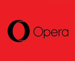 Opera Browser Logo Brand Symbol With Name Black Design Software Illustration Vector With Red Background
