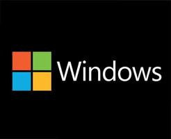 Windows Logo Brand Symbol With Name Design Microsoft Software Vector Illustration With Black Background