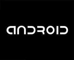 androide operando sistema icono logo software teléfono símbolo nombre blanco diseño móvil vector ilustración con negro antecedentes