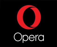 Opera Browser Brand Logo Symbol With Name Design Software Vector Illustration With Black Background