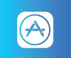 App Store Icon Logo Phone Apple Symbol White Design Mobile Vector Illustration With Blue Background