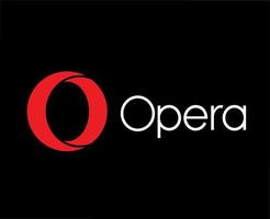 Opera Browser Logo Brand Symbol With Name Design Software Illustration Vector With Black Background