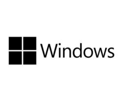 ventanas marca logo símbolo con nombre negro diseño microsoft software vector ilustración