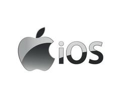 ios icono logo software manzana símbolo con nombre diseño móvil vector ilustración