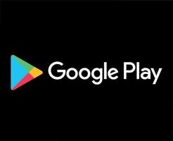 Google Play Mobile Logo Symbol With Name Design Software Phone Vector Illustration With Black Background