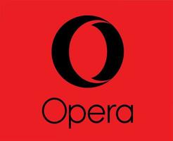 Opera Browser Brand Logo Symbol With Name Black Design Software Vector Illustration With Red Background