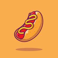 Hotdog Cartoon Vector Icon Illustration. Fast Food Icon Concept Isolated Premium Vector. Flat Cartoon Style