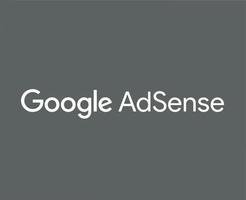 google adsense símbolo logo nombre blanco diseño vector ilustración con gris antecedentes