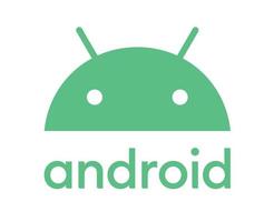 androide logo icono símbolo con nombre verde diseño operando sistema vector ilustración