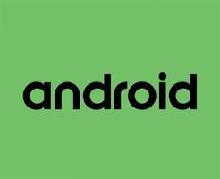 androide icono logo símbolo nombre negro diseño operando sistema vector ilustración con verde antecedentes