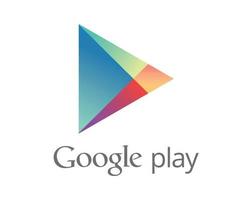 google jugar software móvil logo símbolo con nombre gris diseño vector ilustración