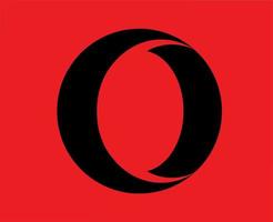 Opera Browser Brand Logo Symbol Black Design Software Illustration Vector With Red Background