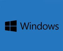 Windows Symbol Brand Logo With Name Black Design Microsoft Software Vector Illustration With Blue Background