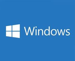 Windows Symbol Brand Logo With Name White Design Microsoft Software Vector Illustration With Blue Background