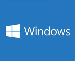 ventanas símbolo marca logo con nombre blanco diseño microsoft software vector ilustración con azul antecedentes