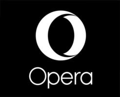 Opera Browser Brand Logo Symbol With Name White Design Software Vector Illustration With Black Background