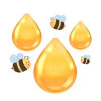 Cute honey drop and bee stationary sticker oil painting png